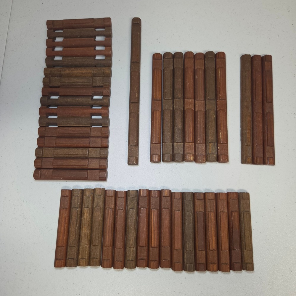 Lincoln Logs Mixed Brown Flat Building Logs Replacement Pieces Wood Toy Lot